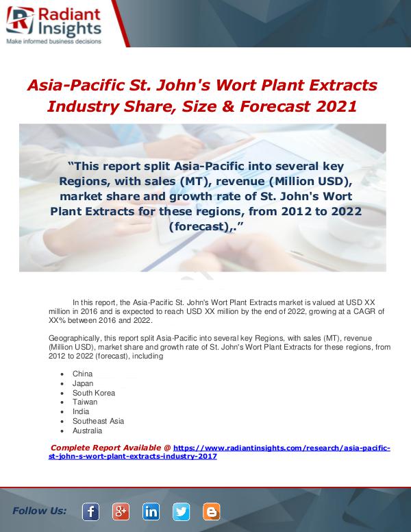 Market Forecasts and Industry Analysis Asia-Pacific St. John's Wort Plant Extracts Indust