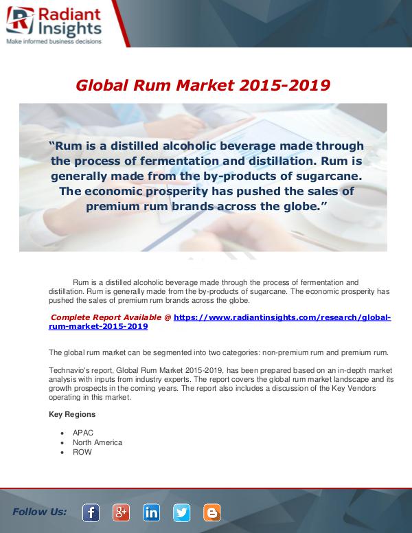 Market Forecasts and Industry Analysis Global Rum Market 2015-2019
