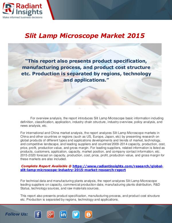 Market Forecasts and Industry Analysis Global Slit Lamp Microscope Industry 2015 Market R
