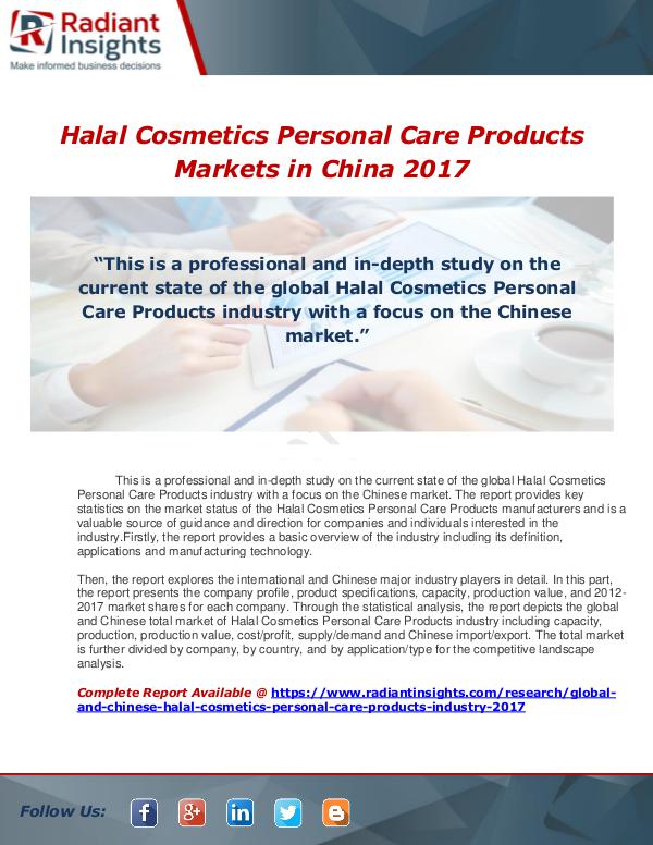 Global and Chinese Halal Cosmetics Personal Care P