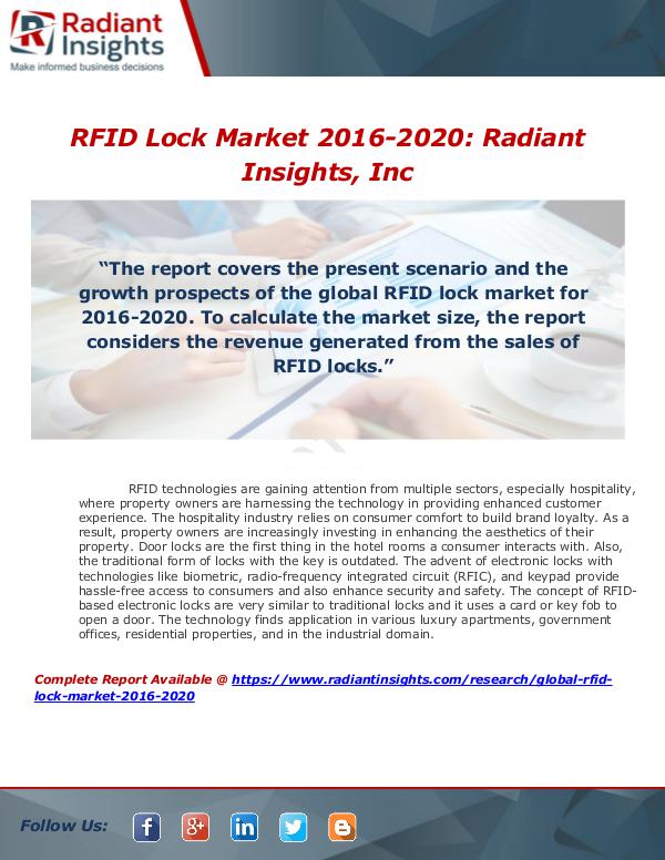 Market Forecasts and Industry Analysis Global RFID Lock Market 2016-2020