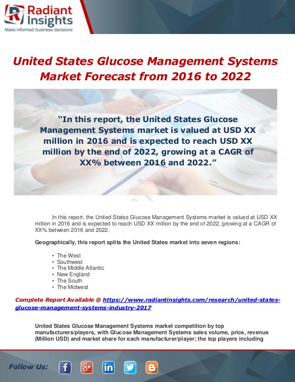 Market Forecasts and Industry Analysis United States Glucose Management Systems Market Fo
