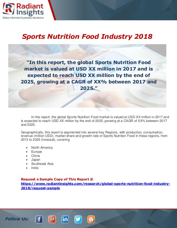 Market Forecasts and Industry Analysis Sports Nutrition Food Industry 2018