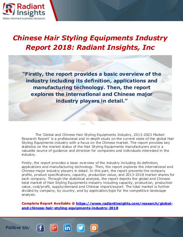 Market Forecasts and Industry Analysis Chinese Hair Styling Equipments Market In-depth In