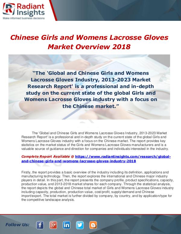 Market Forecasts and Industry Analysis Chinese Girls and Womens Lacrosse Gloves Industry,