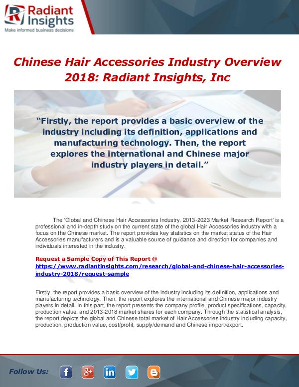 Market Forecasts and Industry Analysis Chinese Hair Accessories Industry, 2018