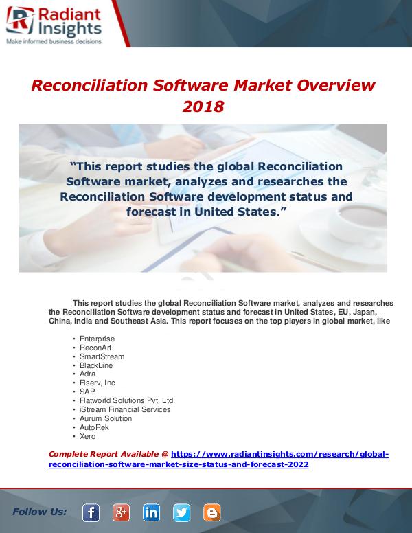 Market Forecasts and Industry Analysis Reconciliation Software Market Size, Status and Fo