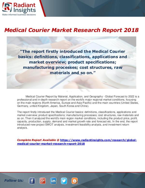 Market Forecasts and Industry Analysis Global Medical Courier Market Research Report 2018