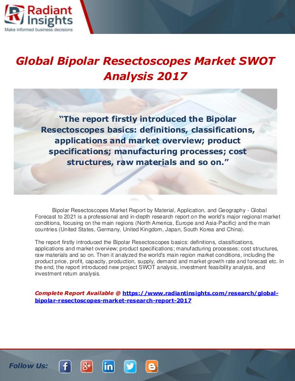 Market Forecasts and Industry Analysis Global Bipolar Resectoscopes Market SWOT Analysis