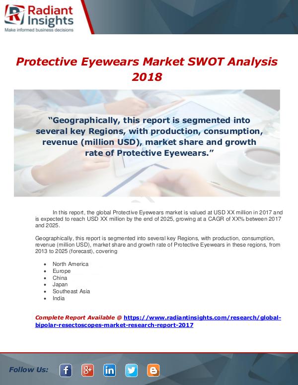 Market Forecasts and Industry Analysis Global Protective Eyewears Industry 2018