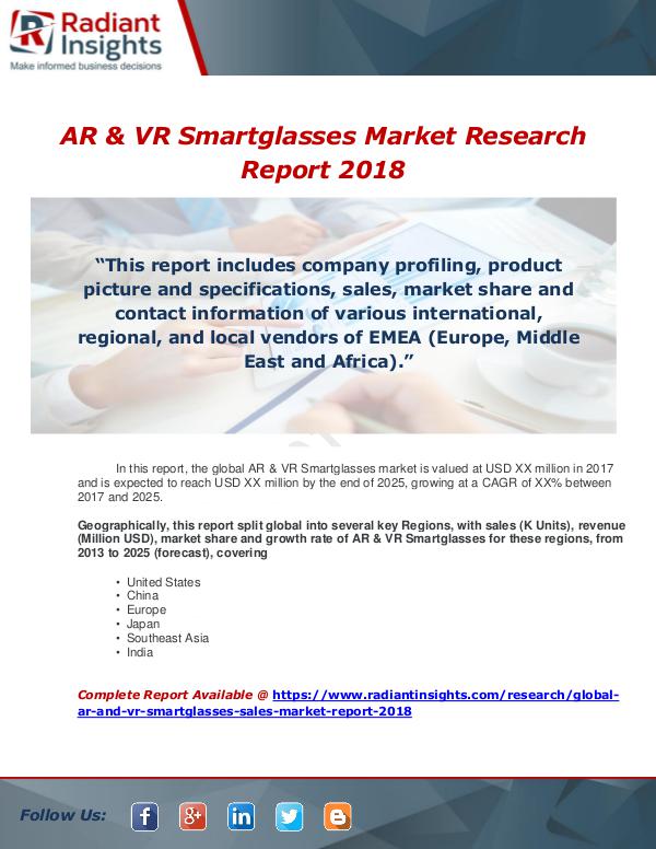 Market Forecasts and Industry Analysis Global AR & VR Smartglasses Sales Market Report 20