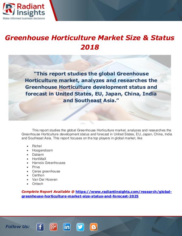 Market Forecasts and Industry Analysis Global Greenhouse Horticulture Market Size, Status
