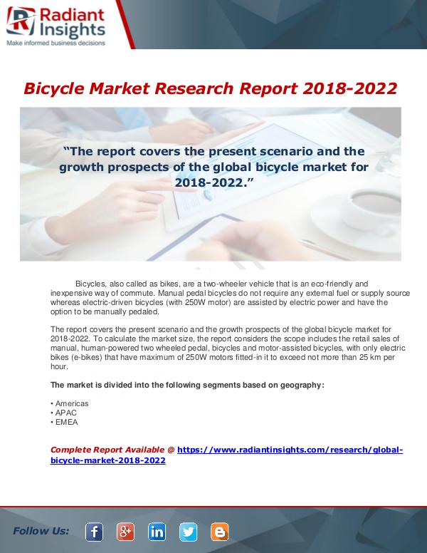 Bicycle Market Growing at 9.48% CAGR to 2023