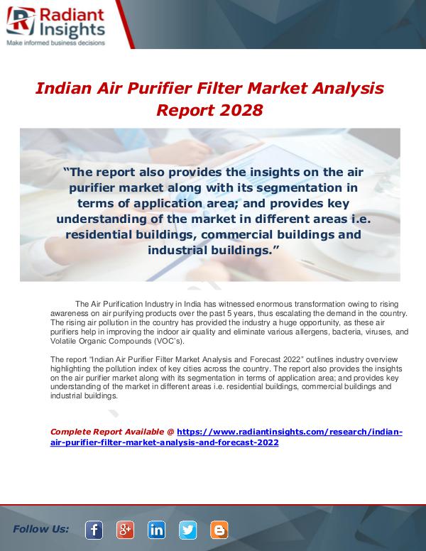 Market Forecasts and Industry Analysis Indian Air Purifier Filter Market Become Dominant