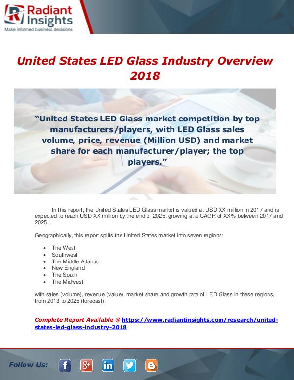 Market Forecasts and Industry Analysis United States LED Glass Industry 2018 Market Resea