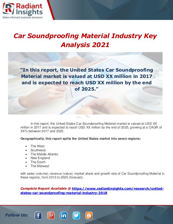 Market Forecasts and Industry Analysis United States Car Soundproofing Material Industry