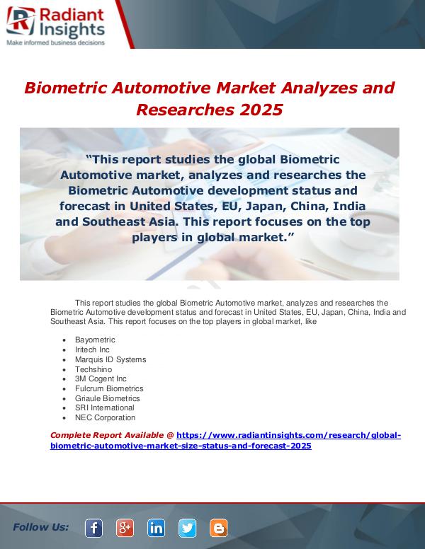 Market Forecasts and Industry Analysis Biometric Automotive Market Analyzes and Researche