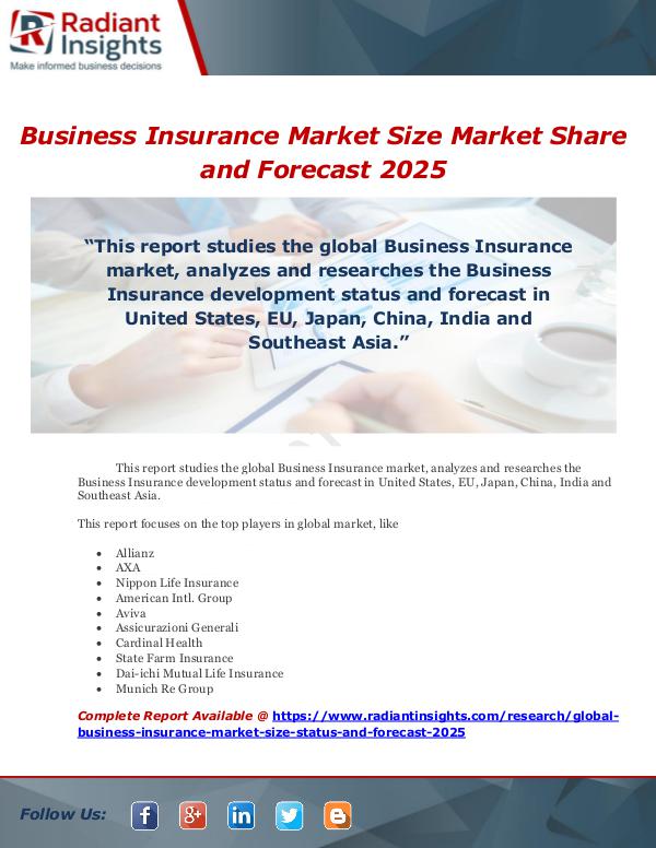 Market Forecasts and Industry Analysis Global Business Insurance Market Size, Status and