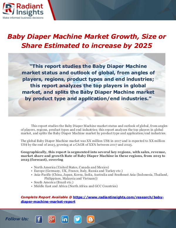 Market Forecasts and Industry Analysis Baby Diaper Machine Market Growth, Size or Share E
