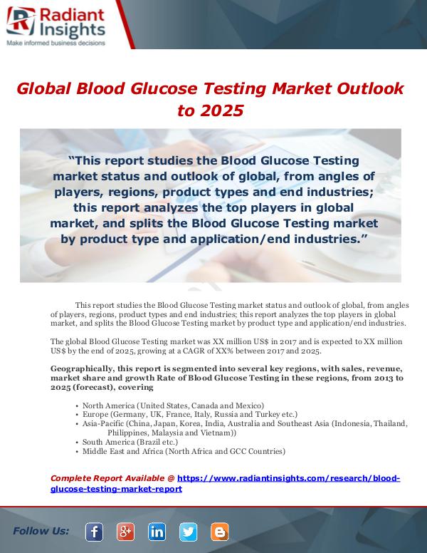 Global Blood Glucose Testing Market Outlook to 202