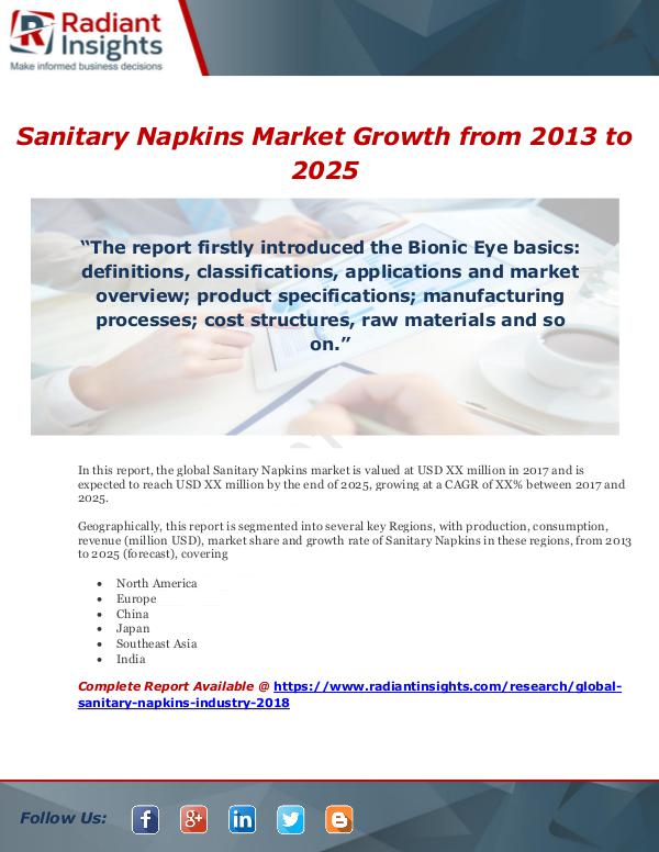 Market Forecasts and Industry Analysis Sanitary Napkins Market Growth from 2013 to 2025