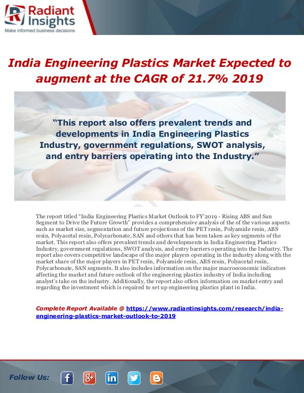 Market Forecasts and Industry Analysis India Engineering Plastics Market Expected to augm