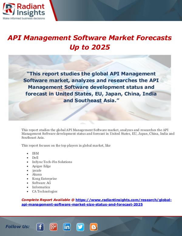 Market Forecasts and Industry Analysis API Management Software Market Forecasts Up to 202