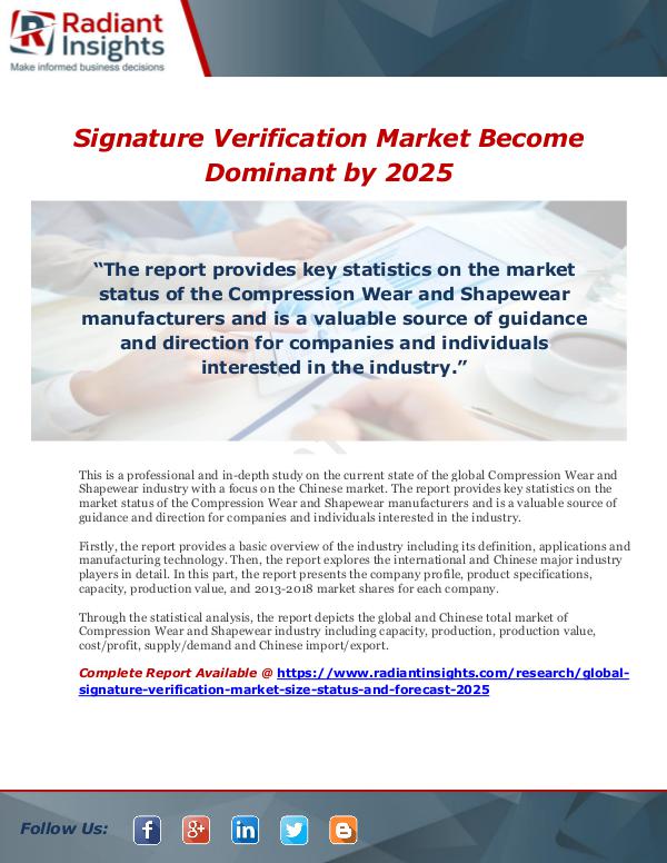 Market Forecasts and Industry Analysis Signature Verification Market Become Dominant by 2