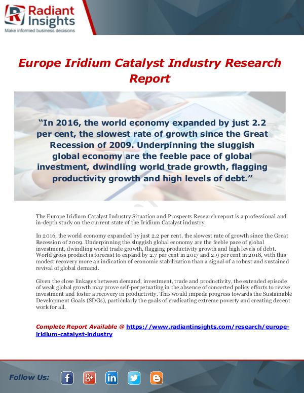 Market Forecasts and Industry Analysis Europe Iridium Catalyst Industry Situation and Pro