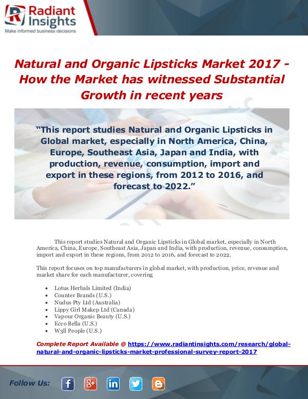 Market Forecasts and Industry Analysis Natural and Organic Lipsticks Market 2017 - How th