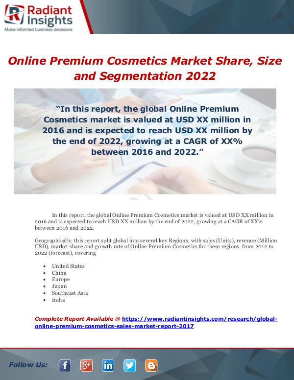 Market Forecasts and Industry Analysis Online Premium Cosmetics Market Share, Size and Se