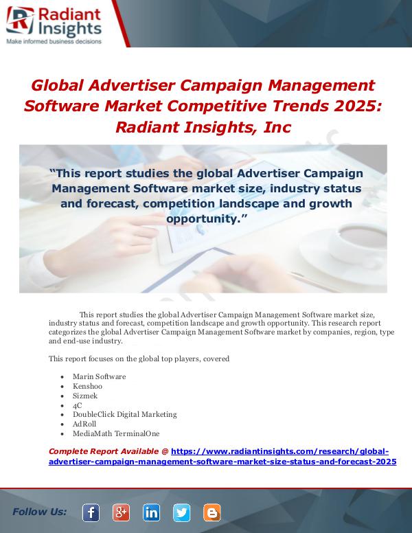 Market Forecasts and Industry Analysis Global Advertiser Campaign Management Software Mar