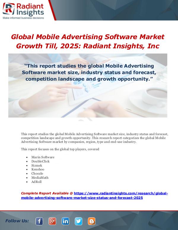 Market Forecasts and Industry Analysis Global Mobile Advertising Software Market Growth T