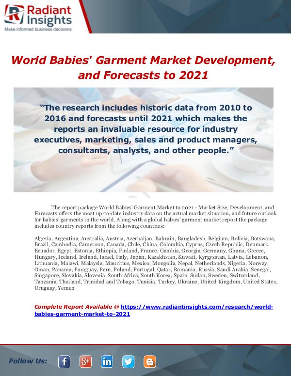 Market Forecasts and Industry Analysis World Babies' Garment Market Development, and Fore
