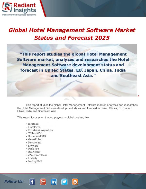 Market Forecasts and Industry Analysis Global Hotel Management Software Market Status and