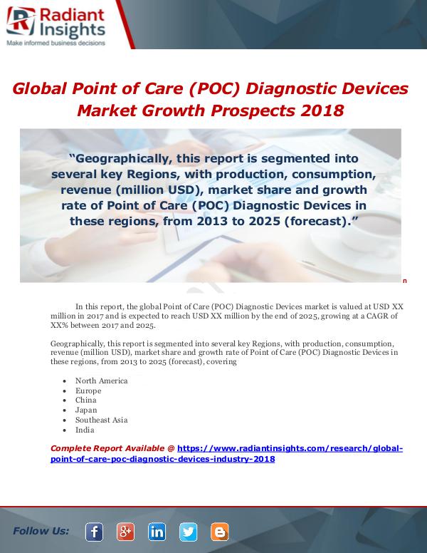 Market Forecasts and Industry Analysis Global Point of Care (POC) Diagnostic Devices Mark