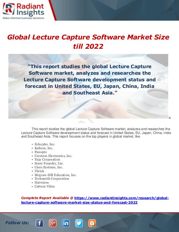 Market Forecasts and Industry Analysis Global Lecture Capture Software Market Size till 2
