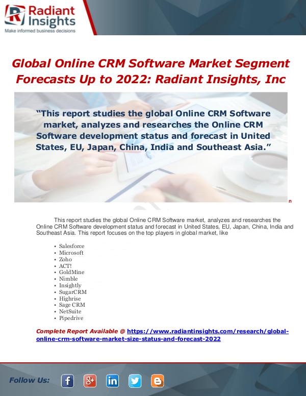 Market Forecasts and Industry Analysis Global Online CRM Software Market Segment Forecast