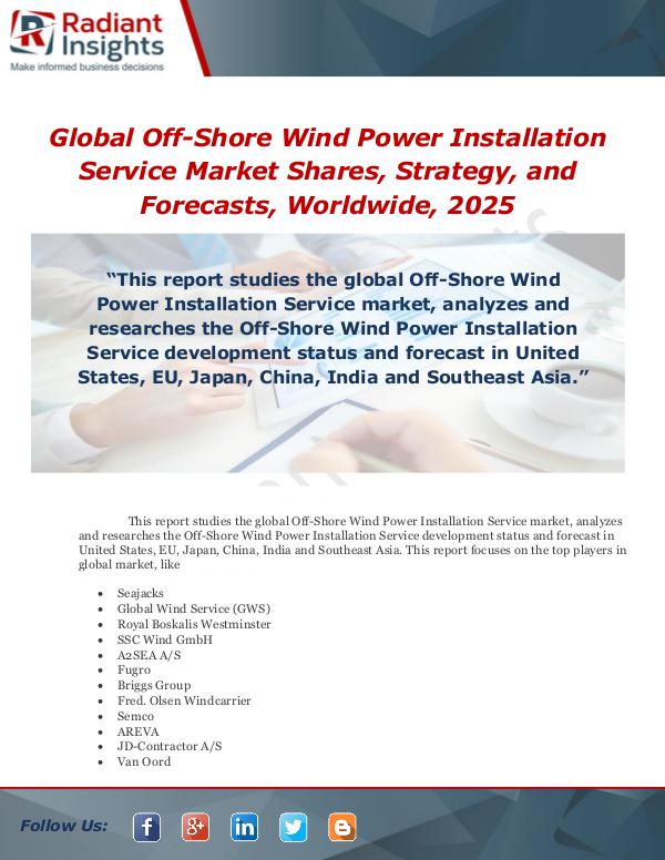 Market Forecasts and Industry Analysis Global Off-Shore Wind Power Installation Service M