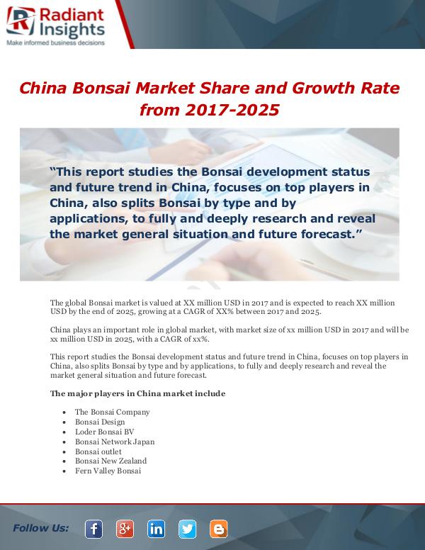 Market Forecasts and Industry Analysis China Bonsai Market Share and Growth Rate from 201