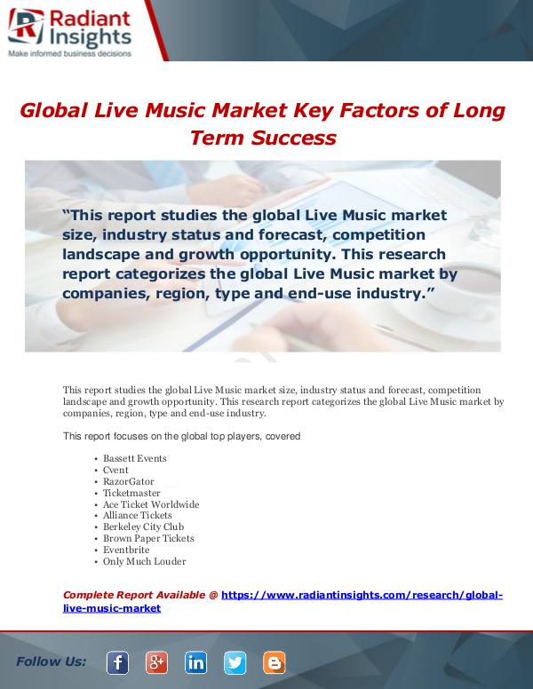 Market Forecasts and Industry Analysis Global Live Music Market Key Factors of Long Term