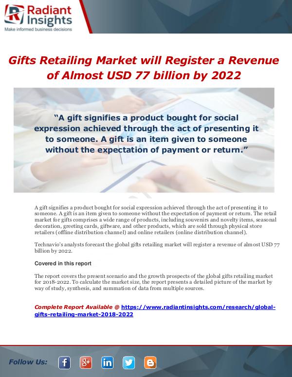 Market Forecasts and Industry Analysis Gifts Retailing Market will Register a Revenue of