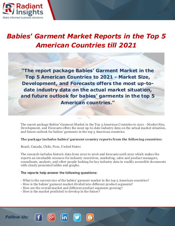 Market Forecasts and Industry Analysis Babies' Garment Market Reports in the Top 5 Americ