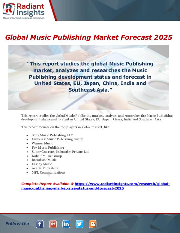 Market Forecasts and Industry Analysis Global Music Publishing Market Forecast 2025
