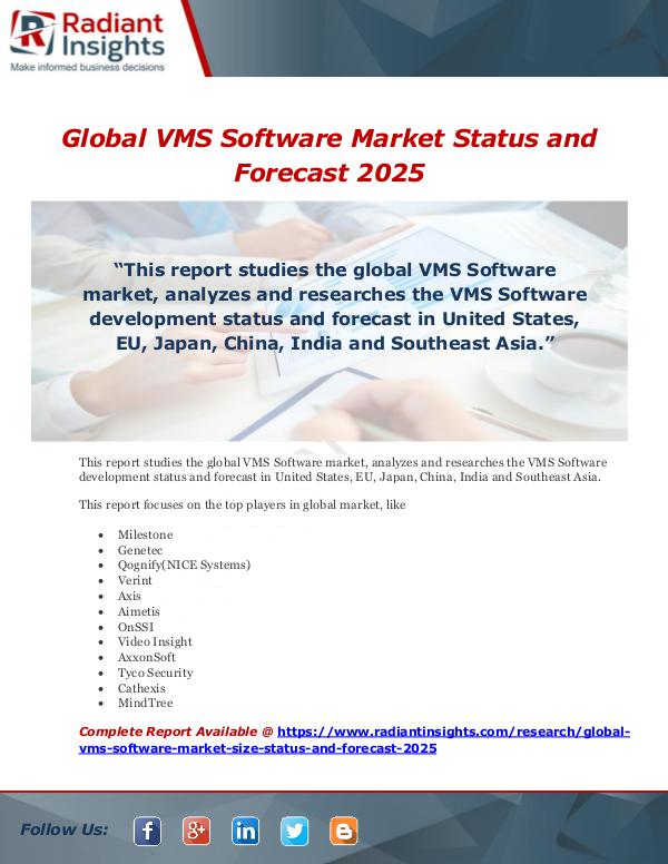 Market Forecasts and Industry Analysis Global VMS Software Market Status and Forecast 202