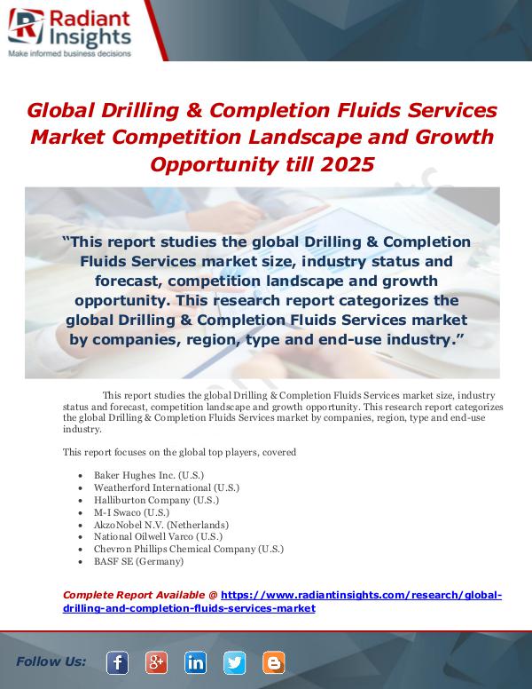 Market Forecasts and Industry Analysis Global Drilling & Completion Fluids Services Marke