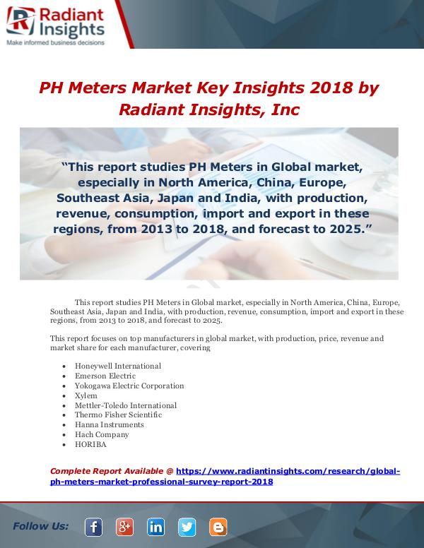 PH Meters Market Key Insights 2018 by Radiant Insi