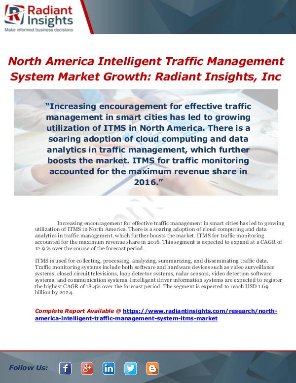 Market Forecasts and Industry Analysis North America Intelligent Traffic Management Syste