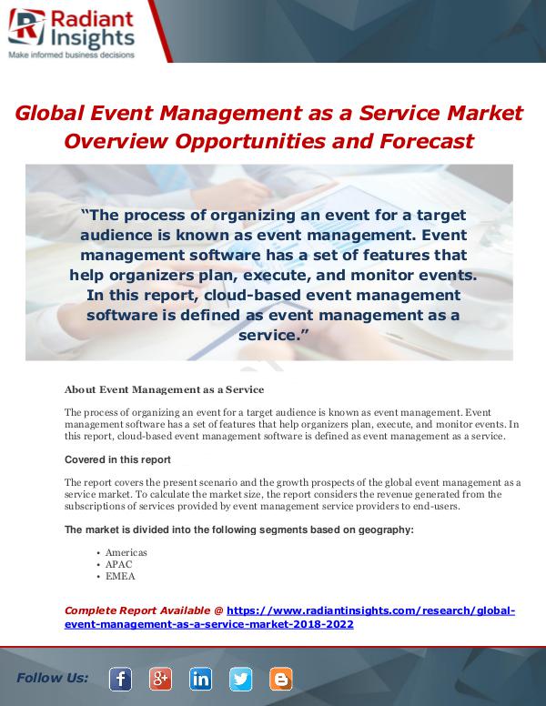Market Forecasts and Industry Analysis Global Event Management as a Service Market Overvi
