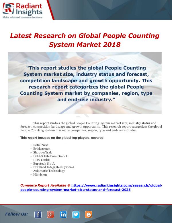 Market Forecasts and Industry Analysis Latest Research on Global People Counting System M